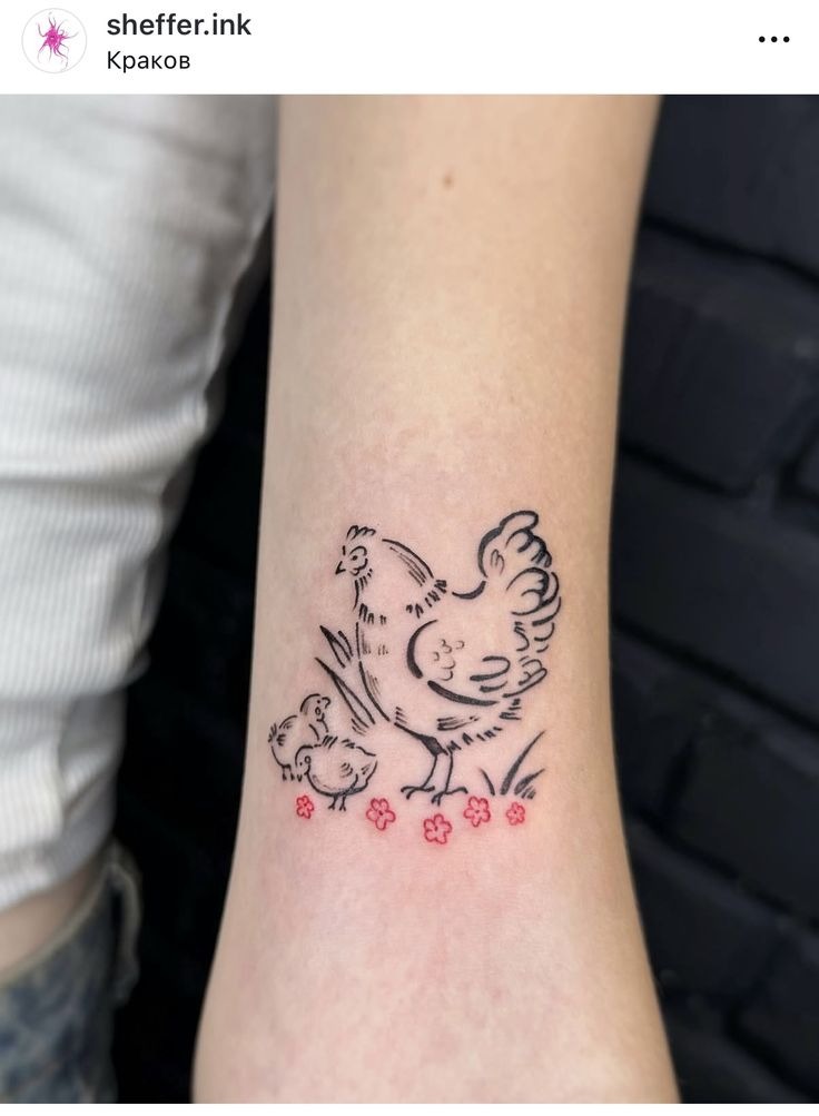 Floral Chicken Silhouette Garden Tattoo Tattoo Design