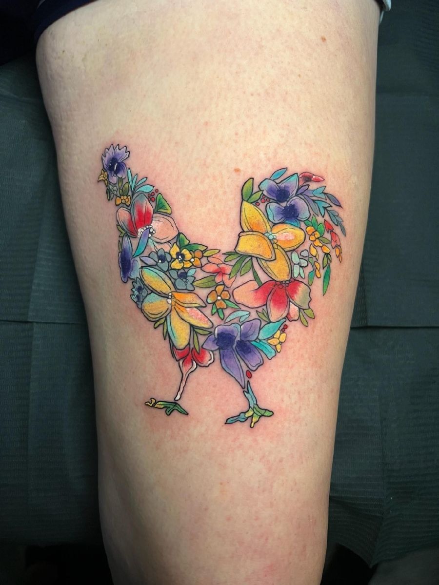 Silly Chicken With Knife Tattoo Tattoo Design