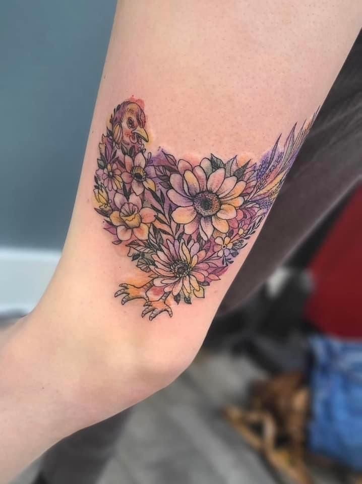 Traditional Walking Hen Tattoo Tattoo Design