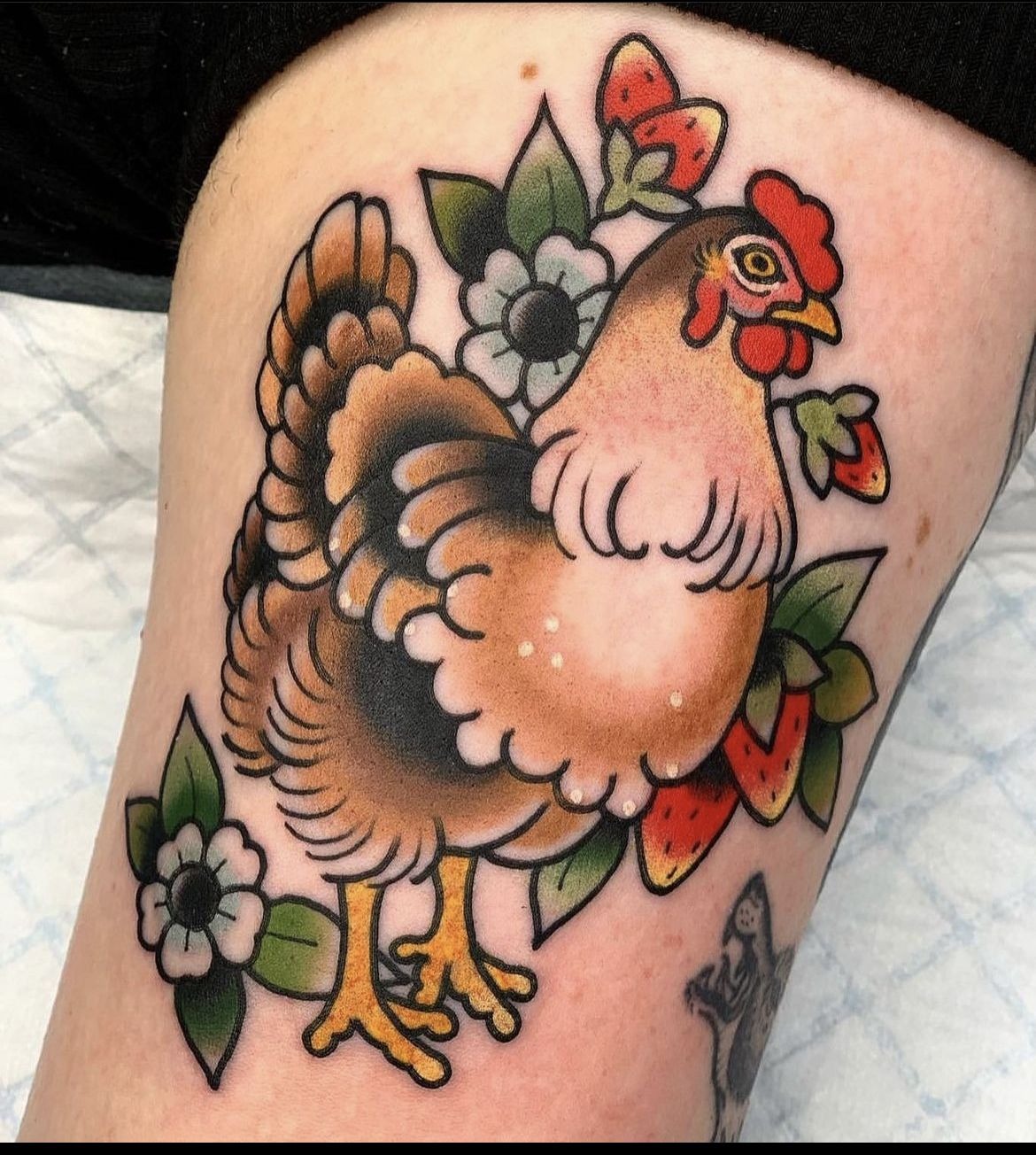 Woman With Chickens Traditional Tattoo Tattoo Design