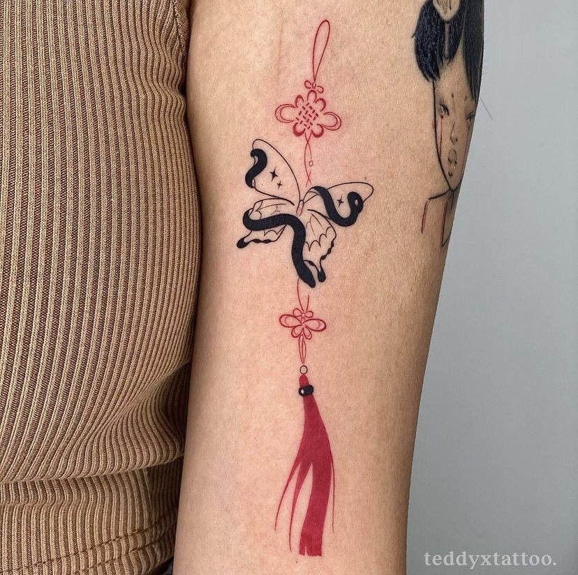 Butterfly Tassel Charm Tattoo Tattoo Design