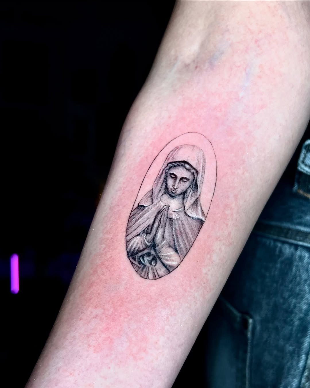 A Serene Virgin Mary Prayer Tattoo Tattoo Design