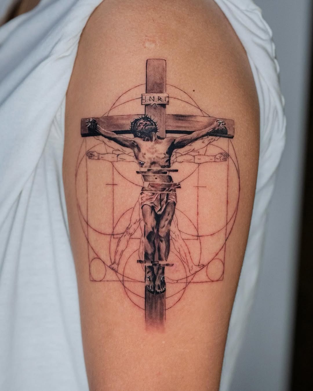Intricate crucifixion tattoo blending art and faith Tattoo Design