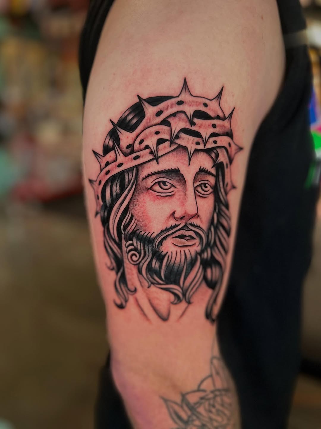 Powerful depiction of Jesus with crown of thorns Tattoo Design