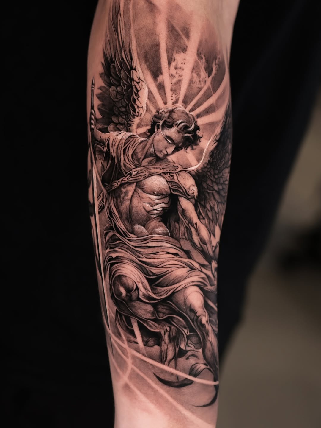 Stunning angel tattoo showcasing divine protection Tattoo Design