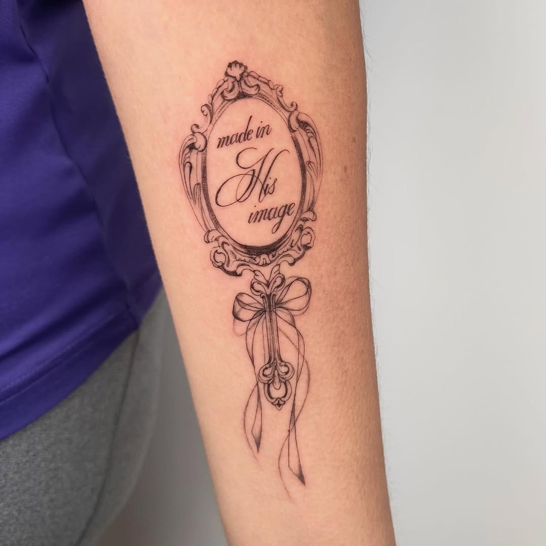 Unique Script in a Decorative Frame Tattoo Tattoo Design
