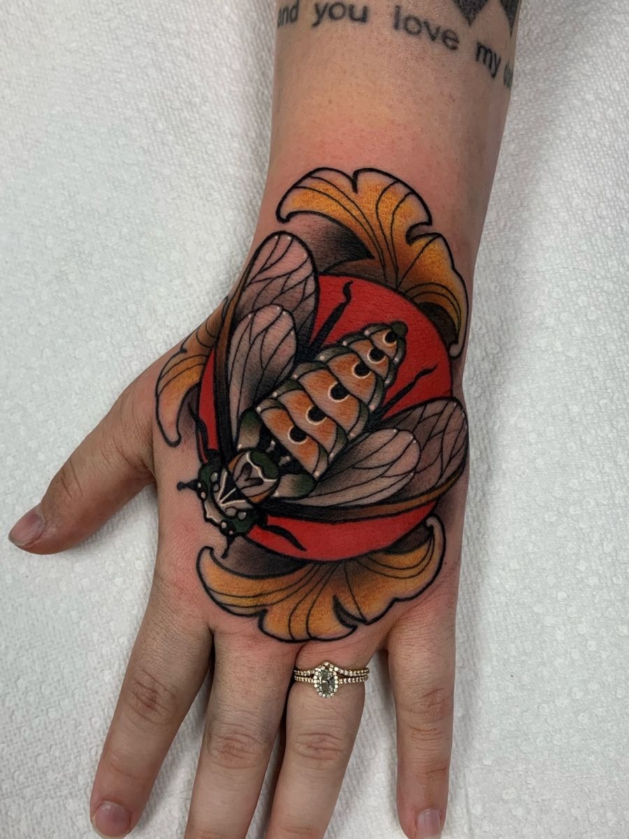 Blackwork Cicada Forearm Tattoo Design