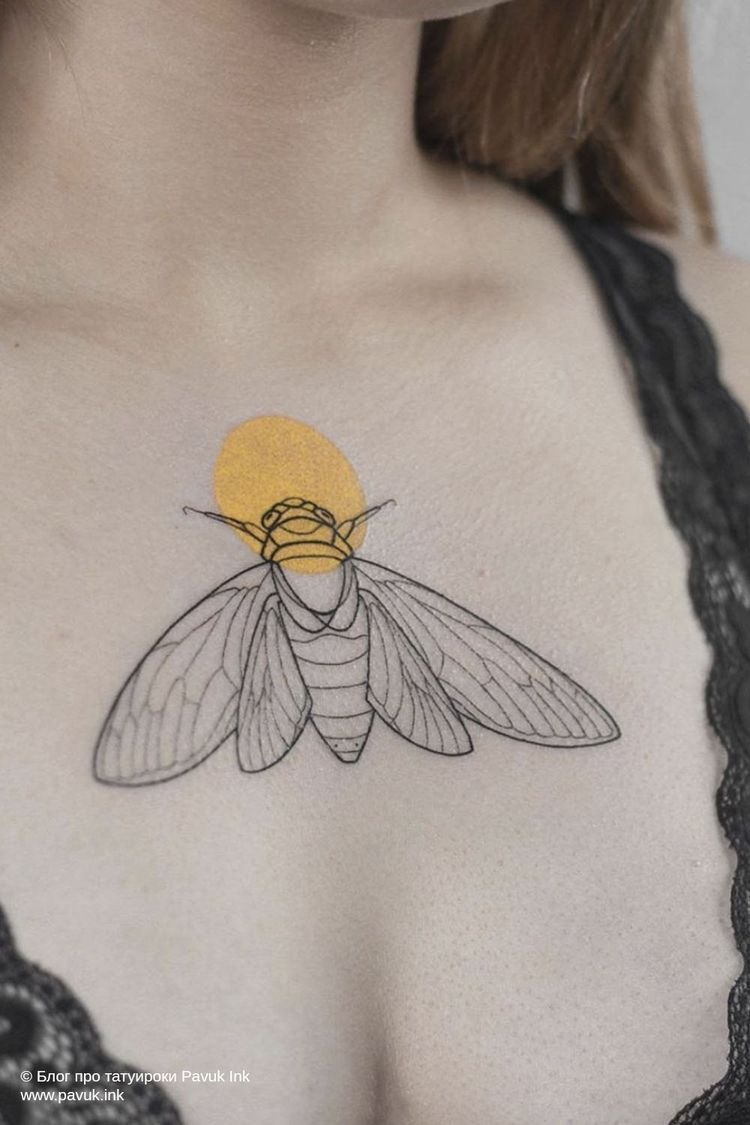 Detailed Cicada Arm Piece Tattoo Design