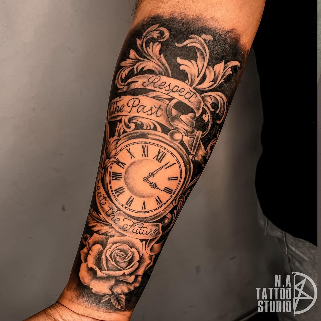 Respect the Past Clock Tattoo Tattoo Design