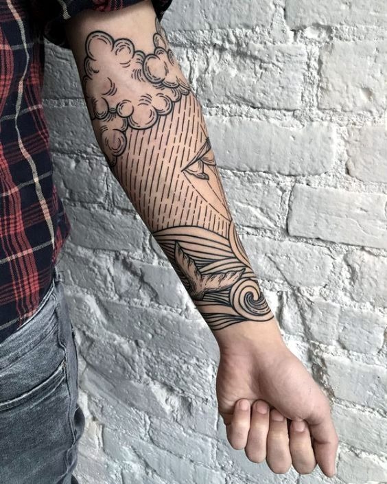 Blue Billow of Cloud Tattoos on Arm Tattoo Design