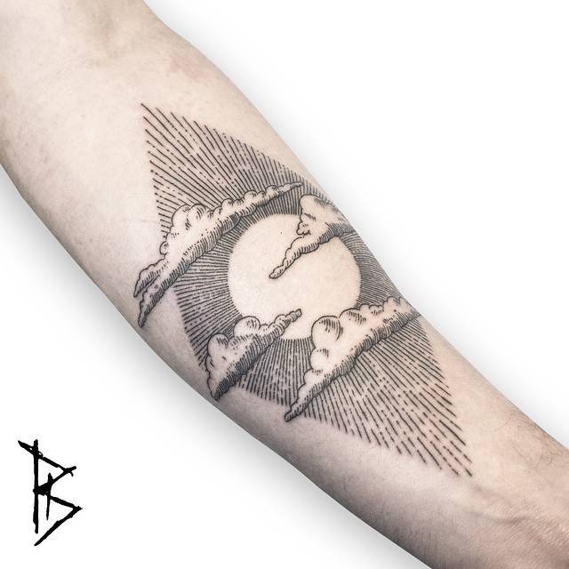 Cloud Tattoo Design: Abstract Cloud Tattoo on Shoulder Tattoo Design