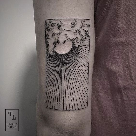 Cloud Tattoo Design: Black and White Tribal Clouds Chest Tattoo Tattoo Design