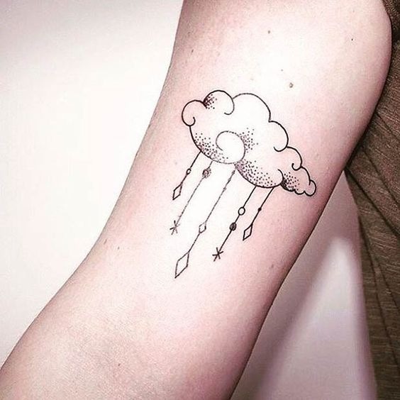 Cloud Tattoo Design: Celestial Scene with Clouds Back Tattoo Tattoo Design