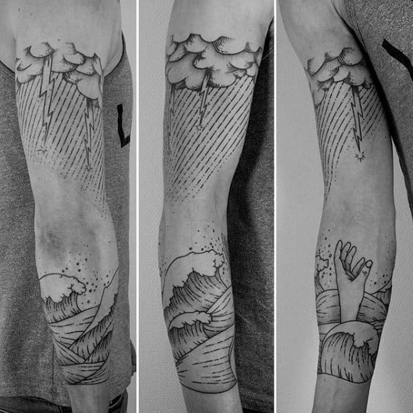 Cloud Tattoo Design: Clouds and Landscape Line Drawing Cloud Tattoo Tattoo Design