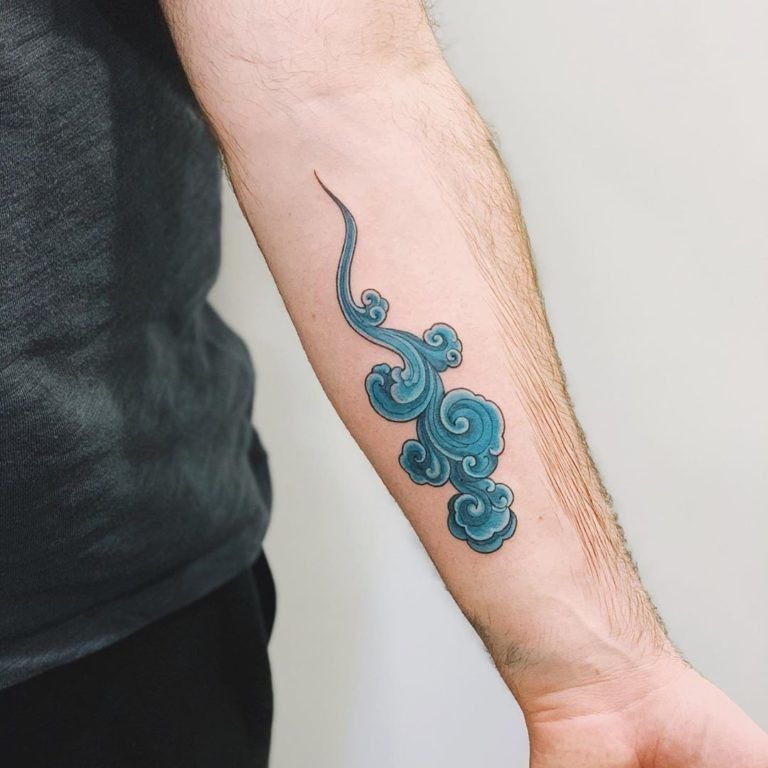 Cloud Tattoo Design: Clouds, Lightning, and Waves withHand Tattoo Tattoo Design