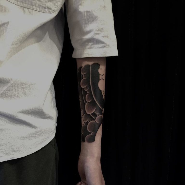 Cloud Tattoo Design: Large Sun with Clouds OutlineTattoo Tattoo Design