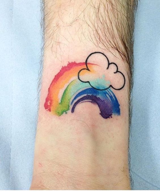 Cloud Tattoo Design: Raining Cloud Tattoos with Bold Outline Tattoo Design