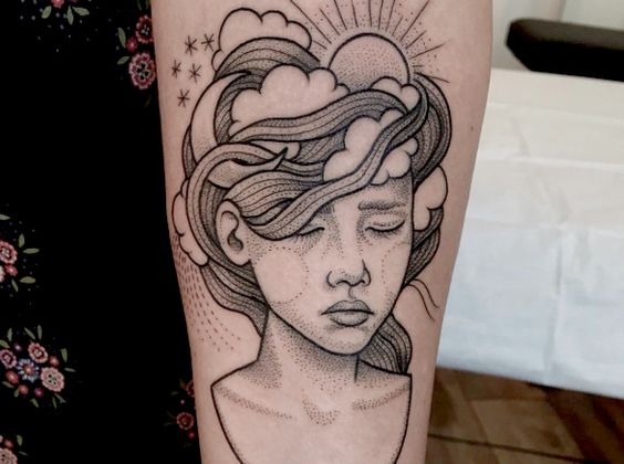 Cloud Tattoo Design: Realistic Cloud Tattoos on Back Shoulder Tattoo Design