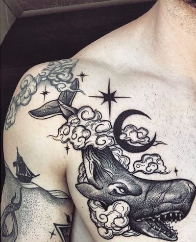 Cloud Tattoo Design: Thundering Clouds and Lightning in Forest Cloud Tattoos Tattoo Design
