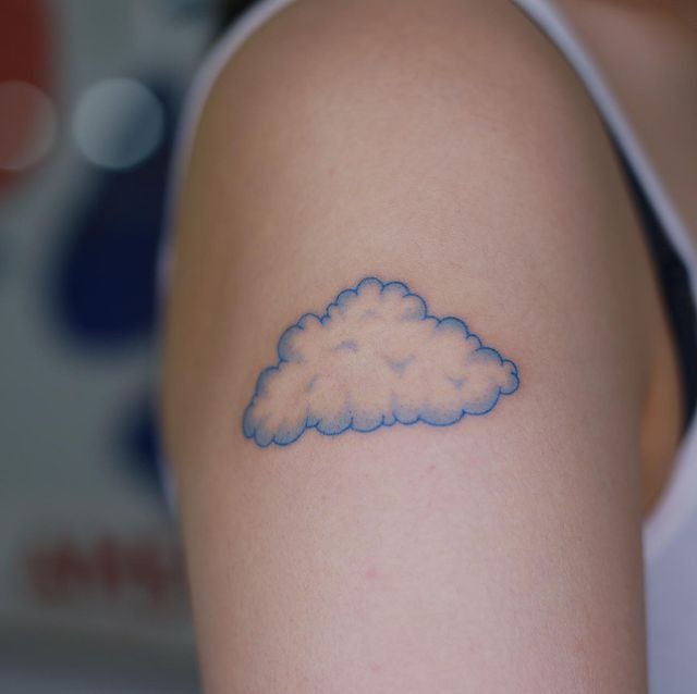 Cloud Tattoo Design: Tiny Rainbow and Cloud Tattoos on Shoulder Tattoo Design