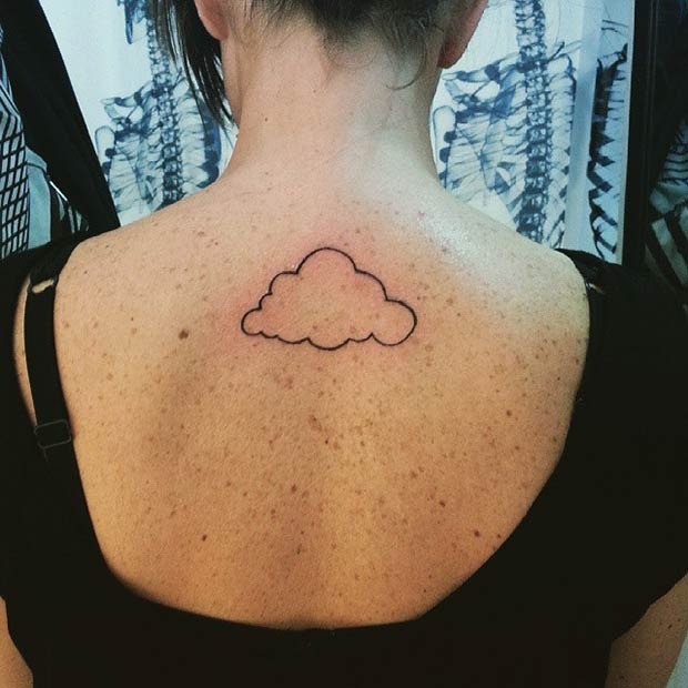 Cloud Tattoo Design: Woman Walking with Head in Cloud Tattoos Tattoo Design