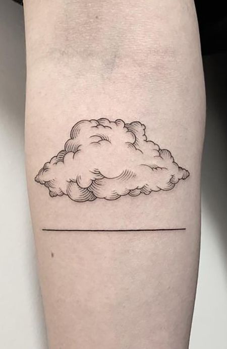 Cloud Tattoos Idea: Black Cloud with Orange Lightning Tattoo Tattoo Design