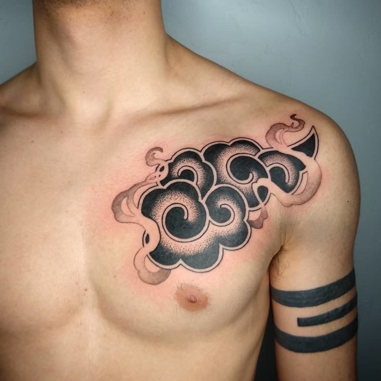 Cloud Tattoos Idea: Pair of Black Japanese cloud tattoos design Tattoo Design