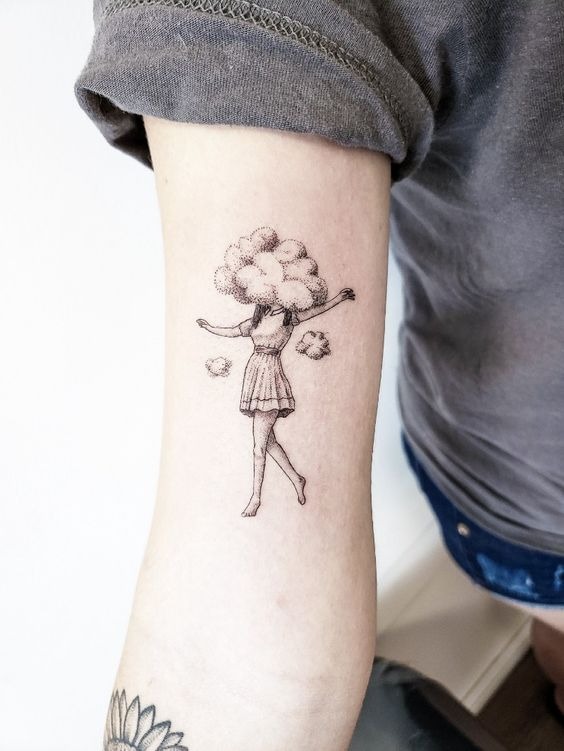Cloud Tattoos Idea: Purple and Blue Cloud Raining Hearts Cloud Tattoos Tattoo Design