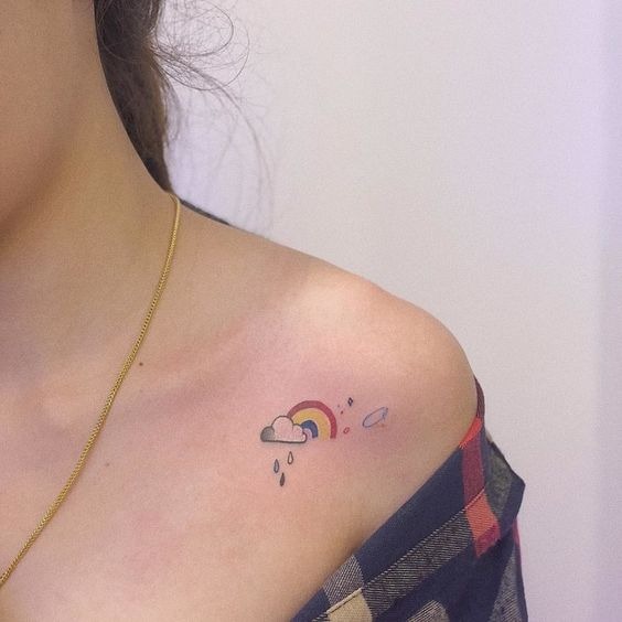 Cloud Tattoos Idea: Whimsical, Colorful Rainbow and Cloud Tattoos Tattoo Design