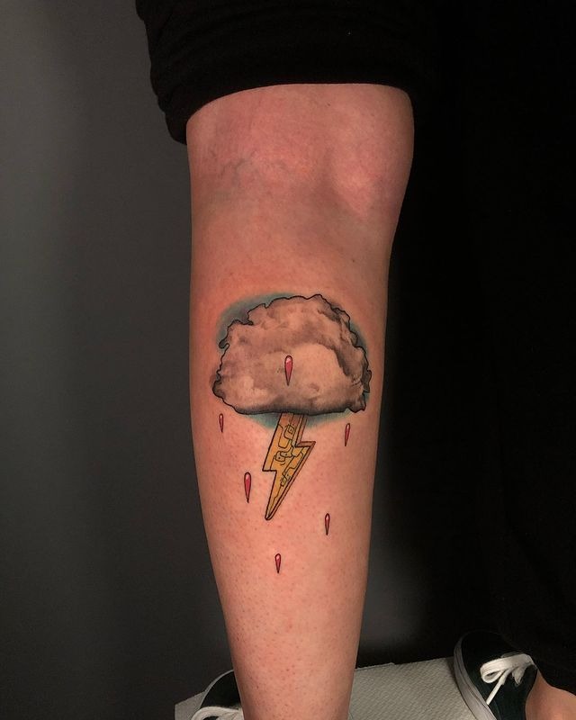 Colorful Rainbow with Cloud Tattoos on Arm Tattoo Design