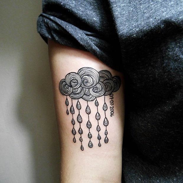 Crescent Moon Sitting Among Cloud Tattoos Tattoo Design