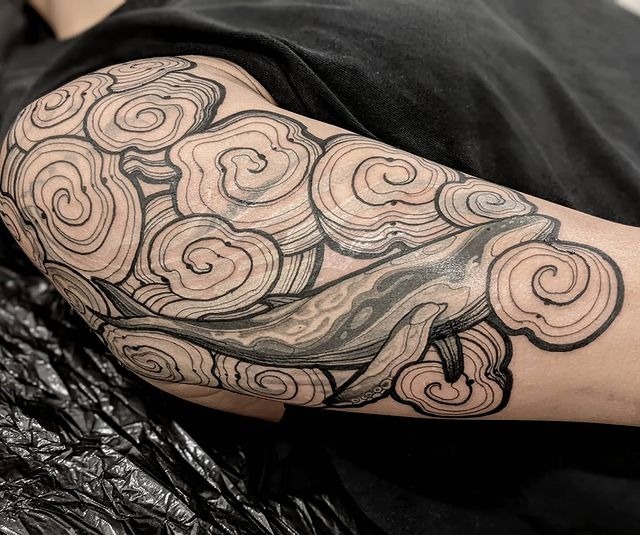 Diamond Shaped Sun and cloud tattoos design Tattoo Design