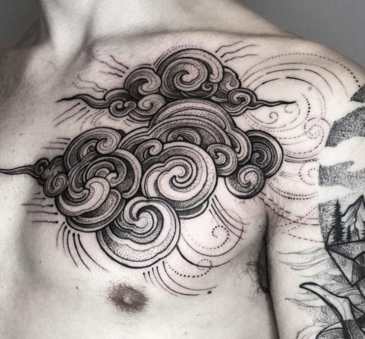 Japanese Clouds and Waves ArmSleeve Tattoo Tattoo Design