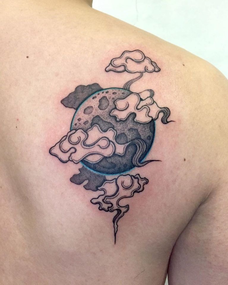Single Black Cloud Tattoos in Abstract Style Tattoo Design