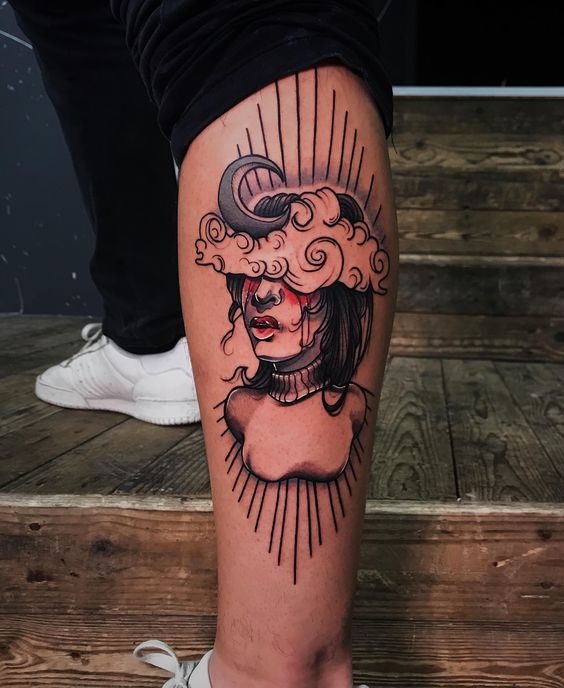 Tattoo Design of Simple Cloud OutlineAnkle Tattoo Tattoo Design