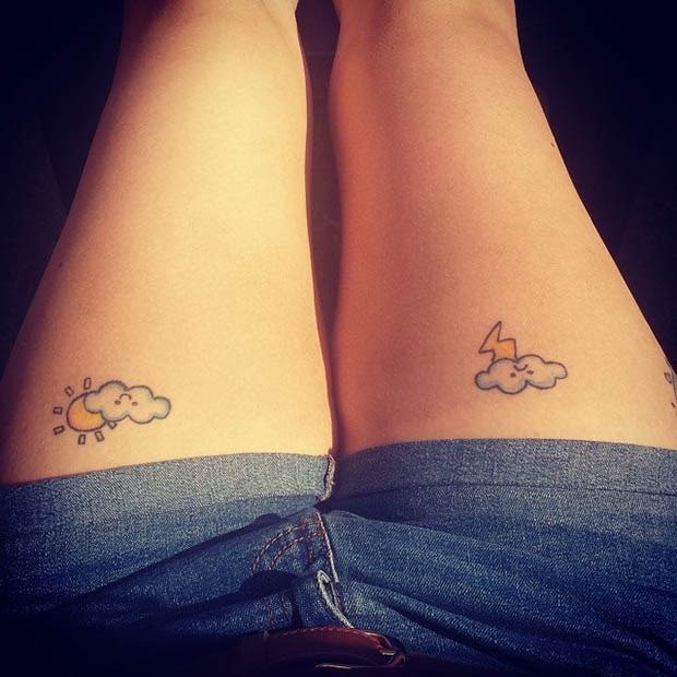 Woman with Head in the Sky Cloud Tattoos Tattoo Design
