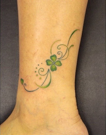Bright Green Lucky Clover Chest Tattoo Tattoo Design
