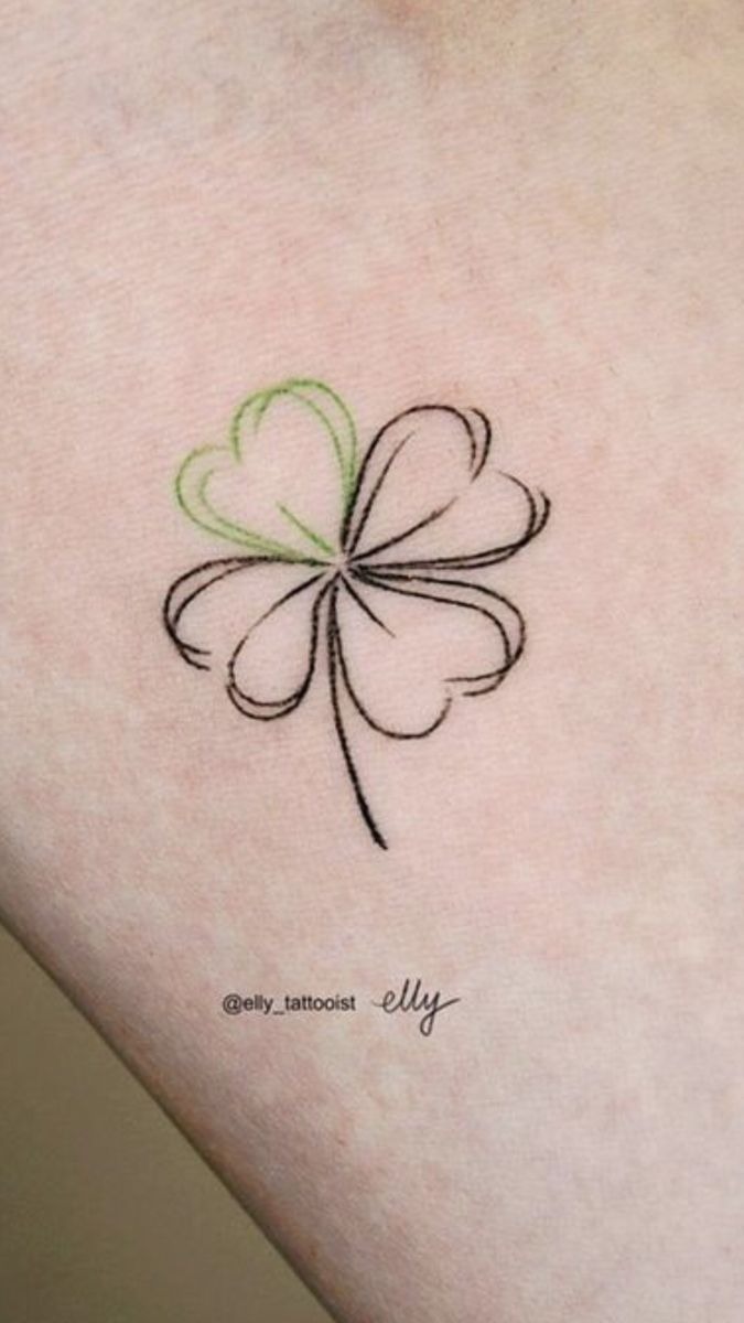 Delicate Clover and Pink Blossom Tattoo Tattoo Design