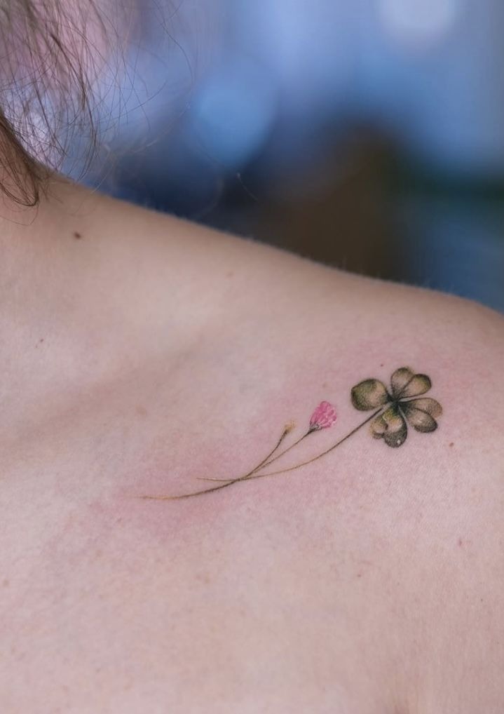 Soft Green Clover Stem Tattoo Tattoo Design