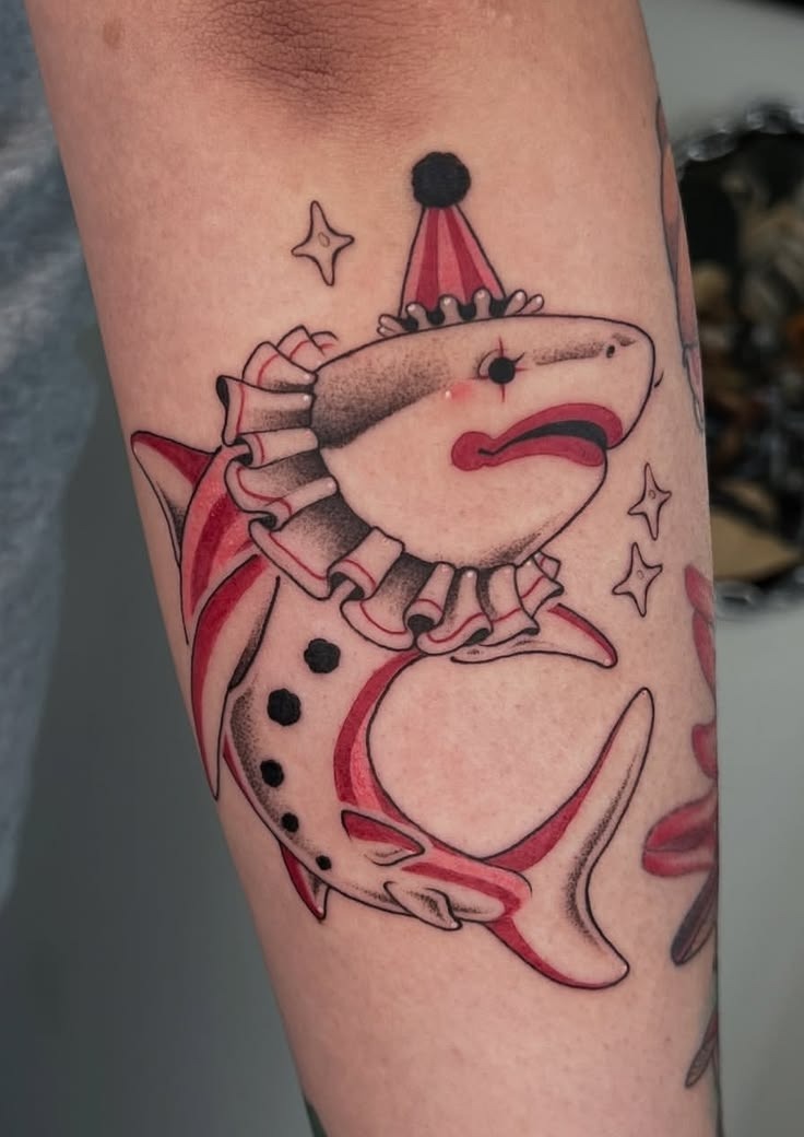 Candy-Colored Crying Clown Portrait Tattoo Design