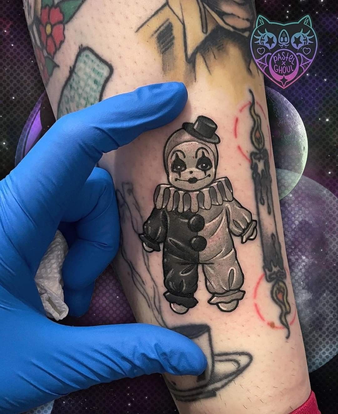 Classic Horror Clown Head Tattoo Design