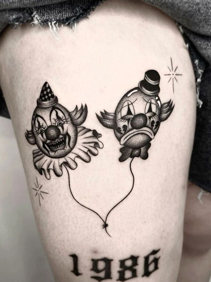Jack-in-the-Box Traditional Clown Tattoo Design