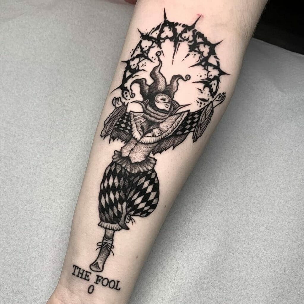 Soft Gothic Pierrot Face Tattoo Design