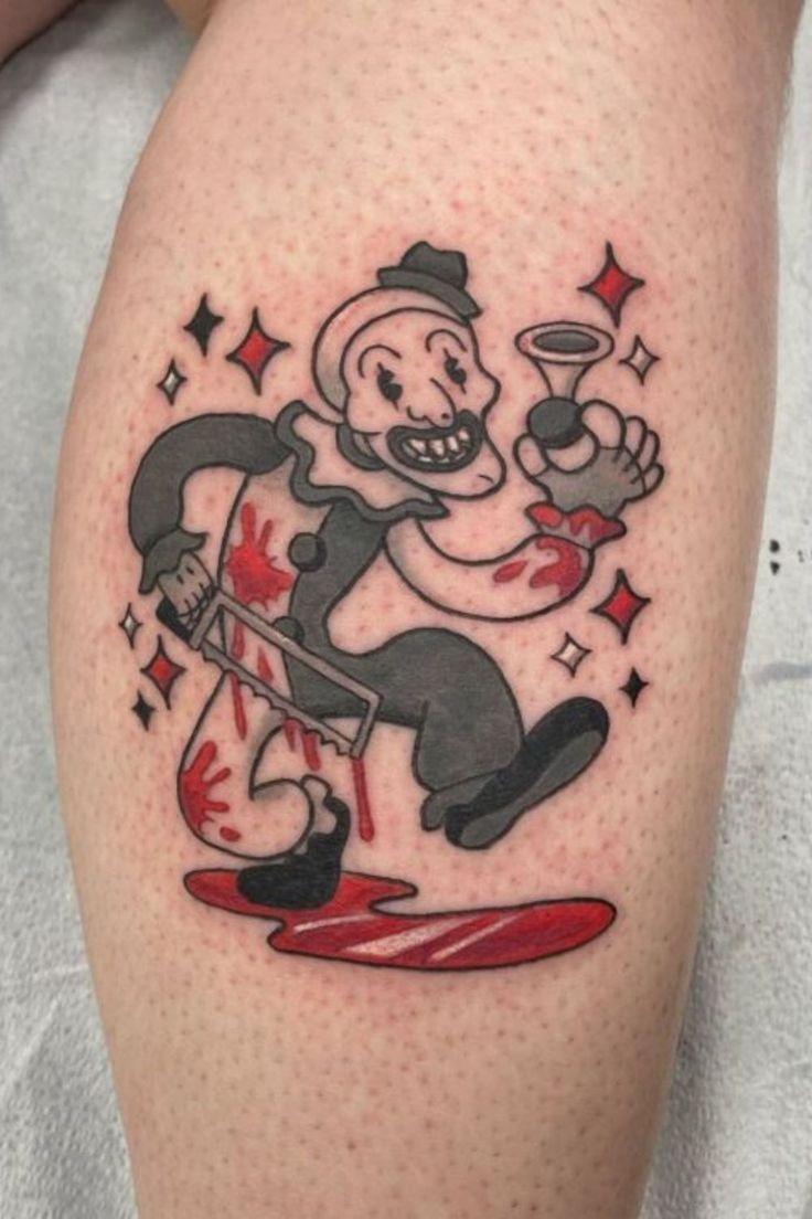 Trust None: Sad Clown Portrait Tattoo Design