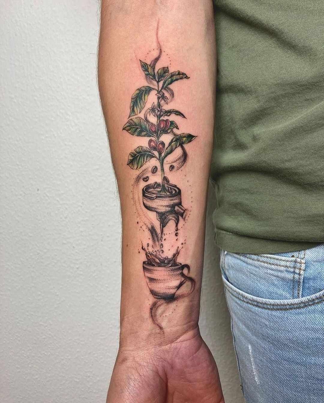Coffee Plant to Cup Tattoo Tattoo Design