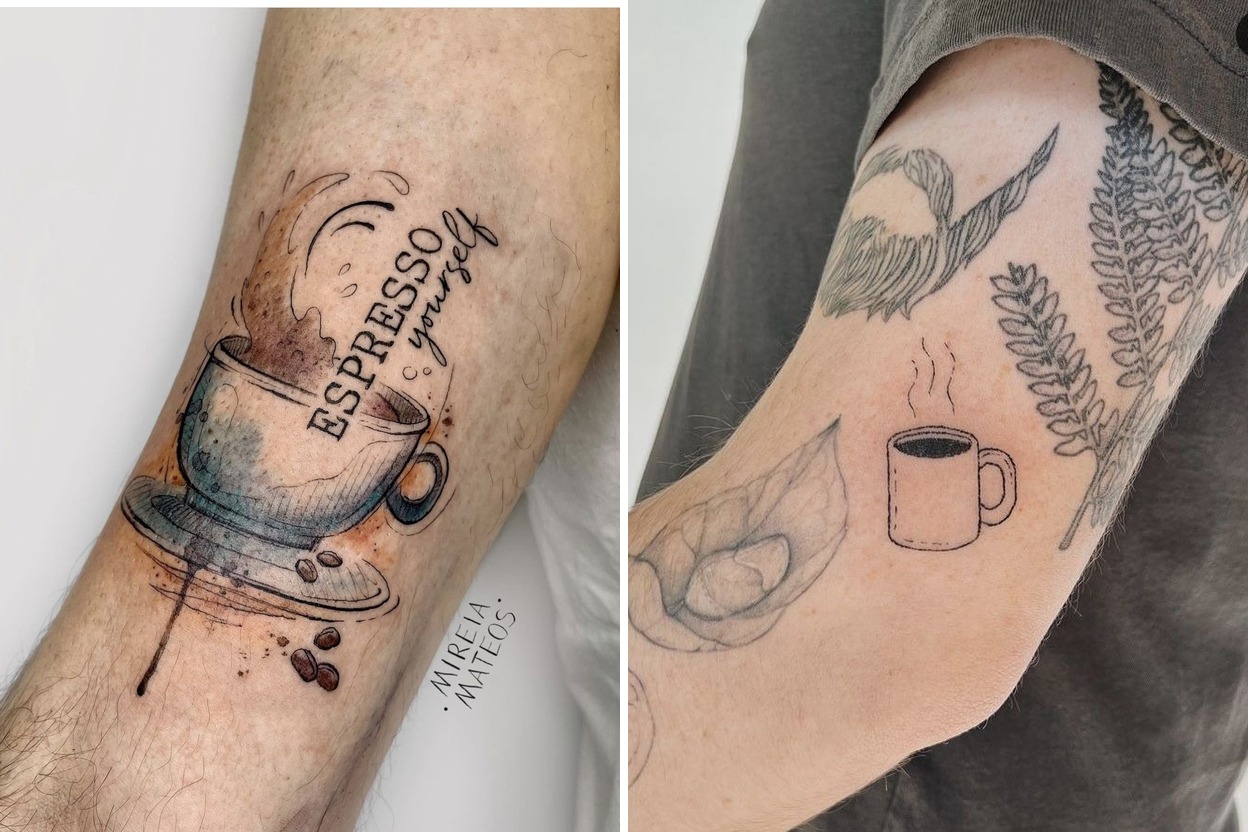 22+ Coffee Tattoo Ideas That Feel Warm Witty and Seriously Stylish Featured Lookbook Collage