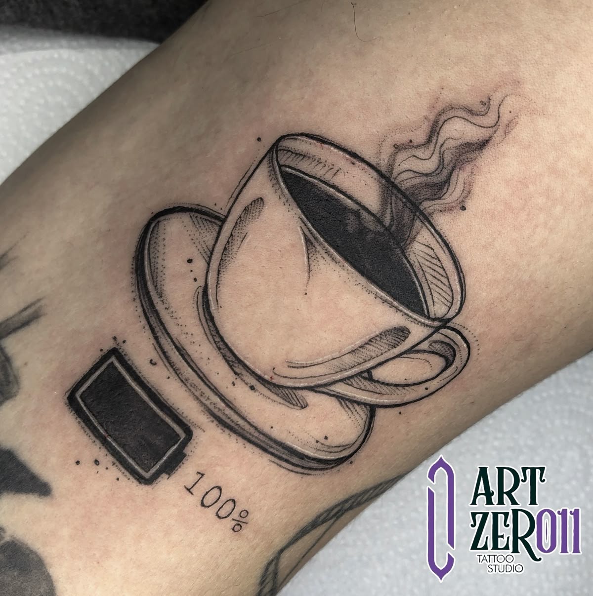 Full Battery Coffee Cup Tattoo Tattoo Design
