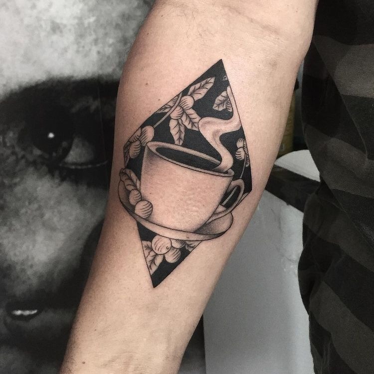 Geometric Coffee Cup Frame Tattoo Tattoo Design