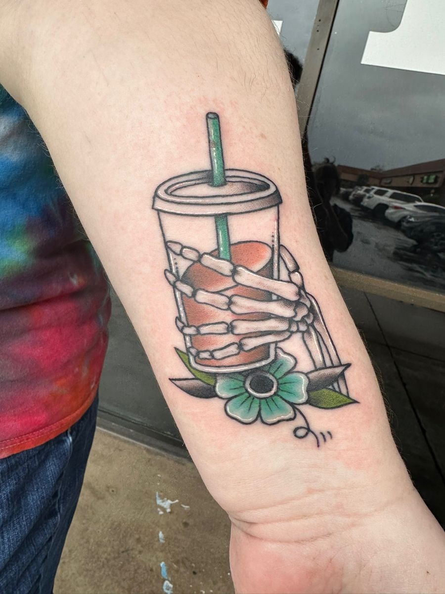 Skeleton Hand Iced Coffee Tattoo Tattoo Design