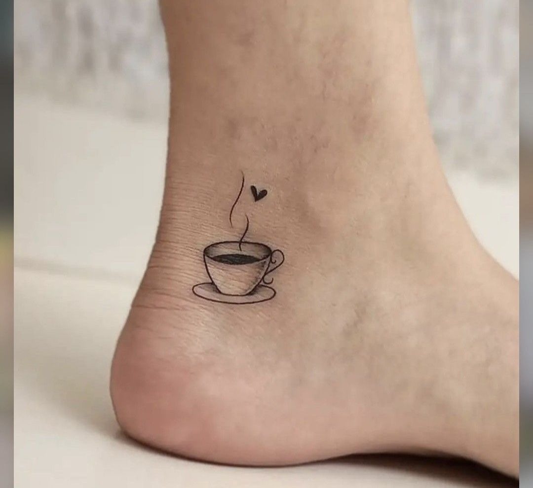 Tiny Ankle Coffee Cup Tattoo Tattoo Design